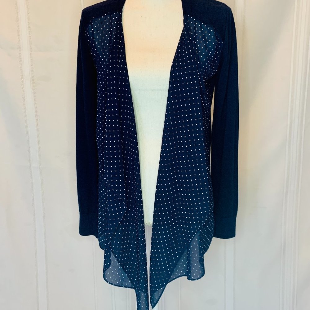 NWT Michael Kors Navy White Waterfall Cardigan